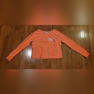 Orange love pink long-sleeve shirt, sized large